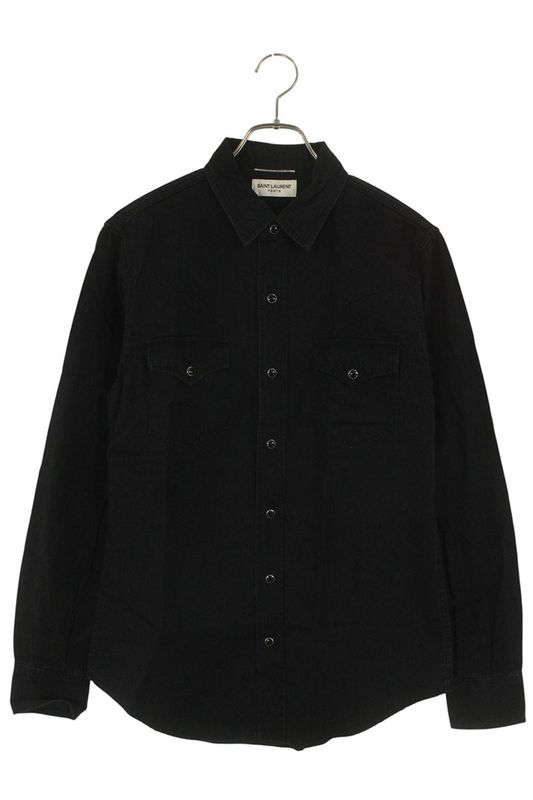 Saint Laurent Paris 407715 Y889l Denim Western Long Sleeve Shirt Men's S