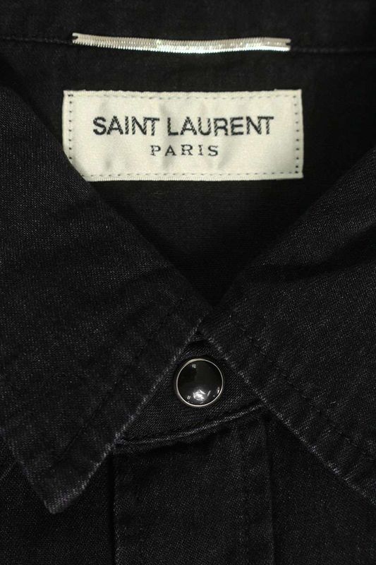 Saint Laurent Paris 407715 Y889l Denim Western Long Sleeve Shirt Men's S