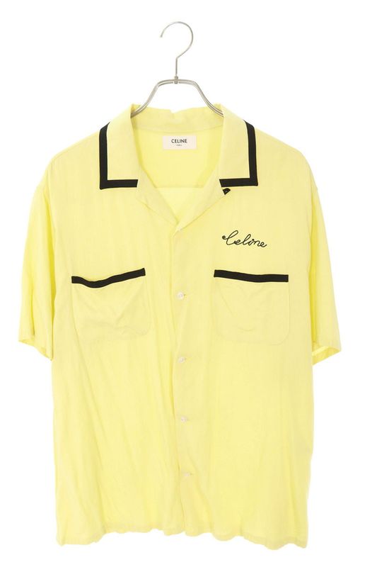 Celine 2c516852c Logo Embroidery Loose Bow Ring Short Sleeve Shirt Men 39
