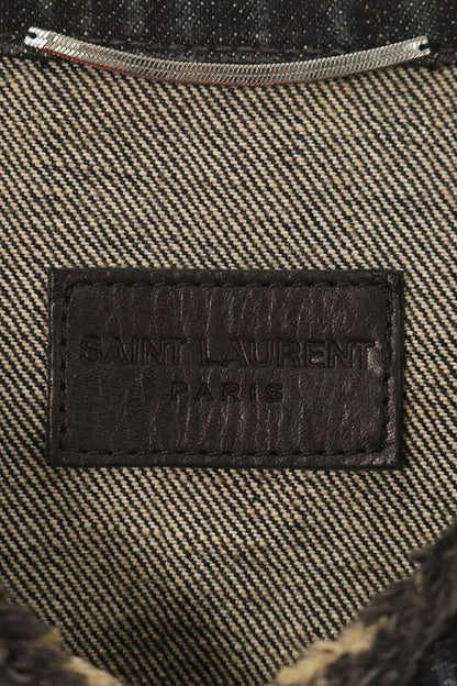 Saint Laurent Paris 315422 Yu068 Leather Denim Vest With Straps Men's XS