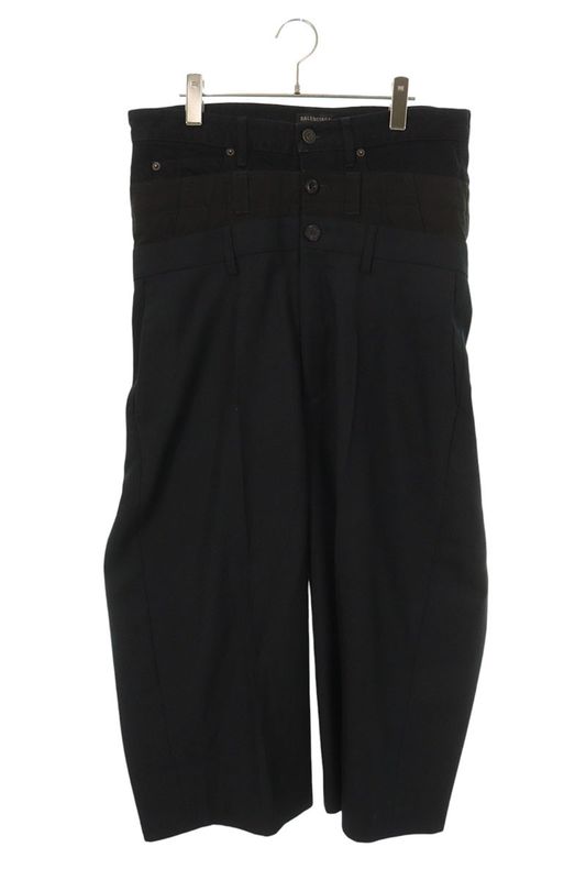 Balenciaga 808905 Tkt28 Twill Trousers With Triple Waistband Denim Docking Long
