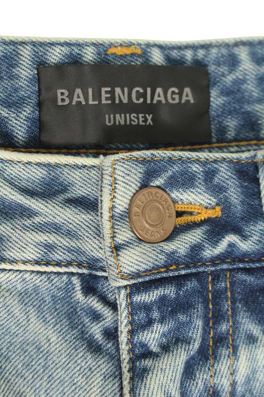 Balenciaga 697835 TDW4 Cut Off Baggy Denim Half Pants Men's XS