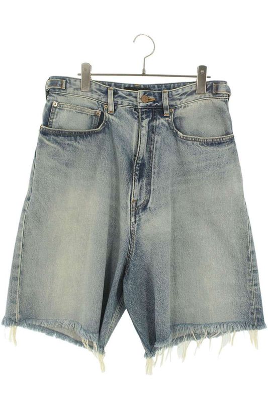 Balenciaga 697835 TDW4 Cut Off Baggy Denim Half Pants Men's XS