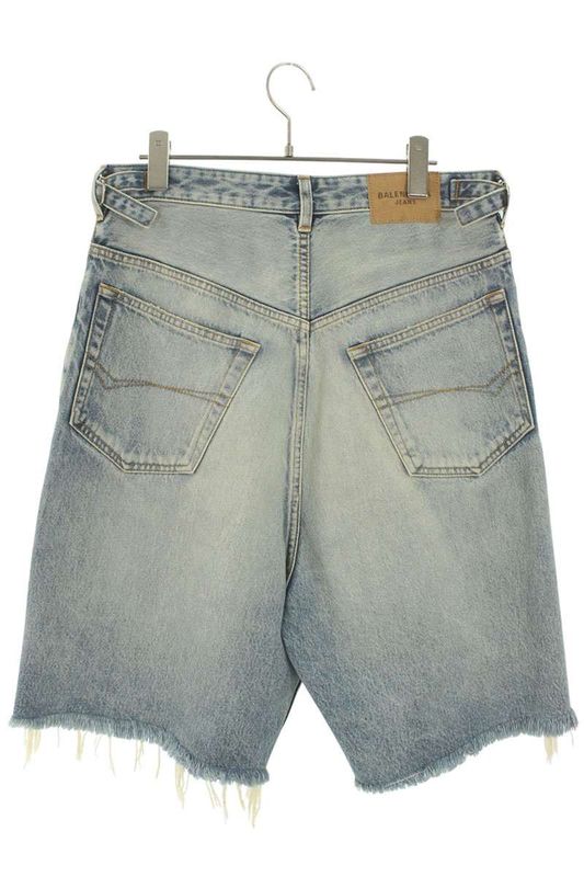 Balenciaga 697835 TDW4 Cut Off Baggy Denim Half Pants Men's XS