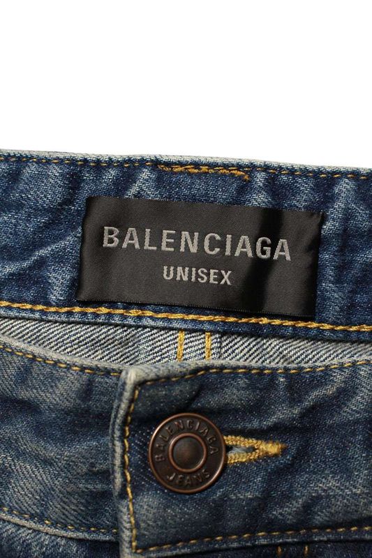 Balenciaga 8316889 Tsw71 Damaged Baggy Denim Half Pants Men's S