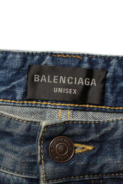Balenciaga 8316889 Tsw71 Damaged Baggy Denim Half Pants Men's S