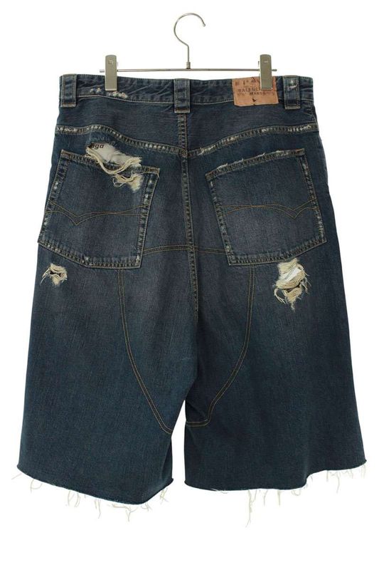 Balenciaga 8316889 Tsw71 Damaged Baggy Denim Half Pants Men's S