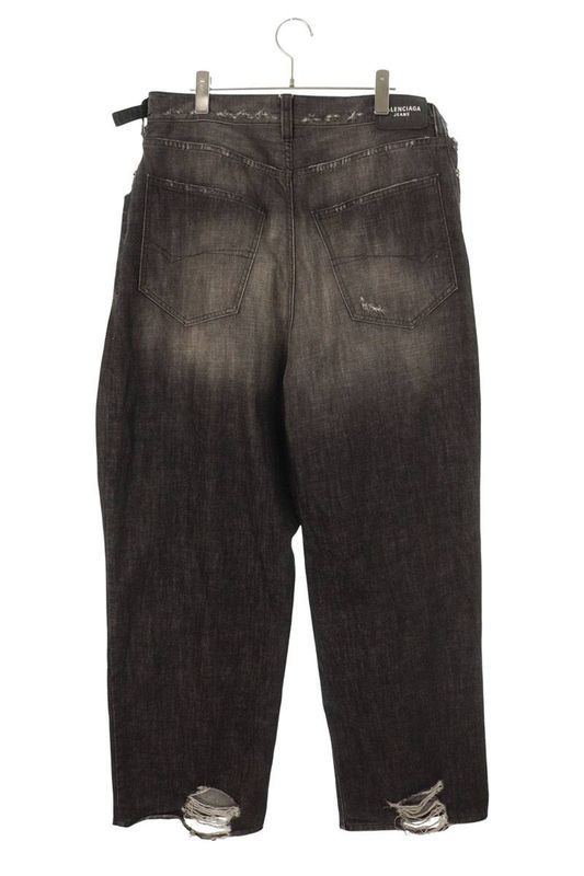 Balenciaga 697833 Txe06 Damaged Destroyed Baggy Denim Pants Men's M