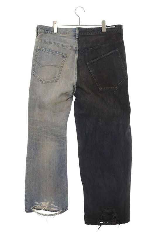 Balenciaga 793766 Tqw72 Fifty-fifty 50 Damaged Cut Denim Pants Men's M