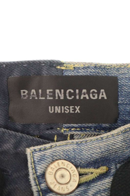 Balenciaga 793766 Tqw72 Fifty-fifty 50 Damaged Cut Denim Pants Men's M