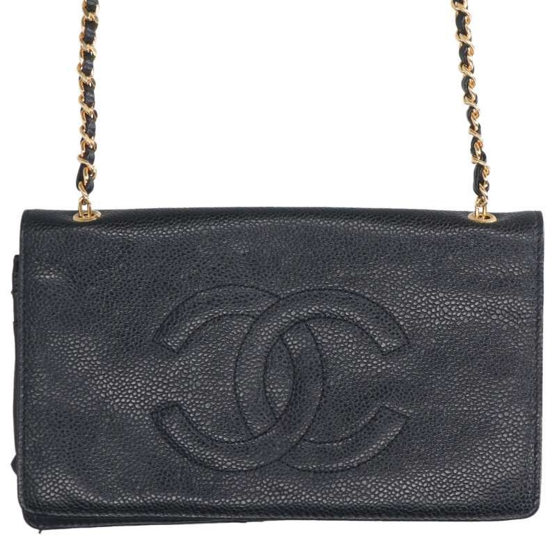 Chanel Coco Mark Caviar Skin Chain Wallet For Men