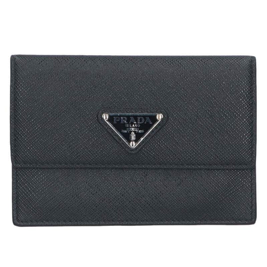 Prada Triangle Plate Saffiano Pass Card Case Men's