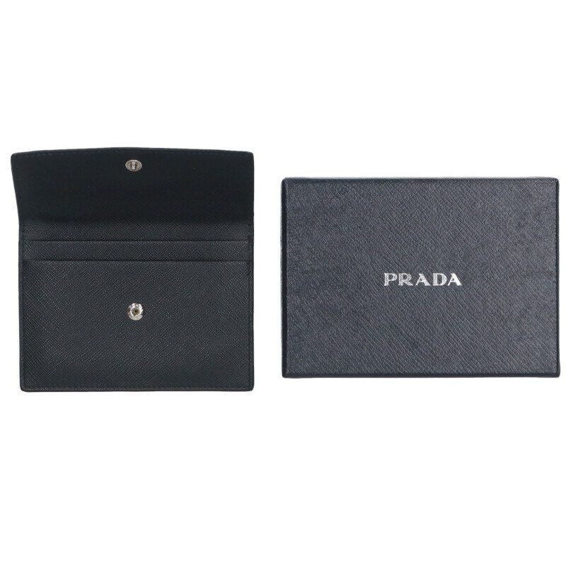 Prada Triangle Plate Saffiano Pass Card Case Men's