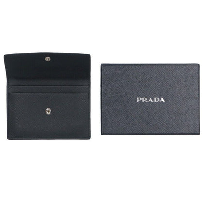 Prada Triangle Plate Saffiano Pass Card Case Men's