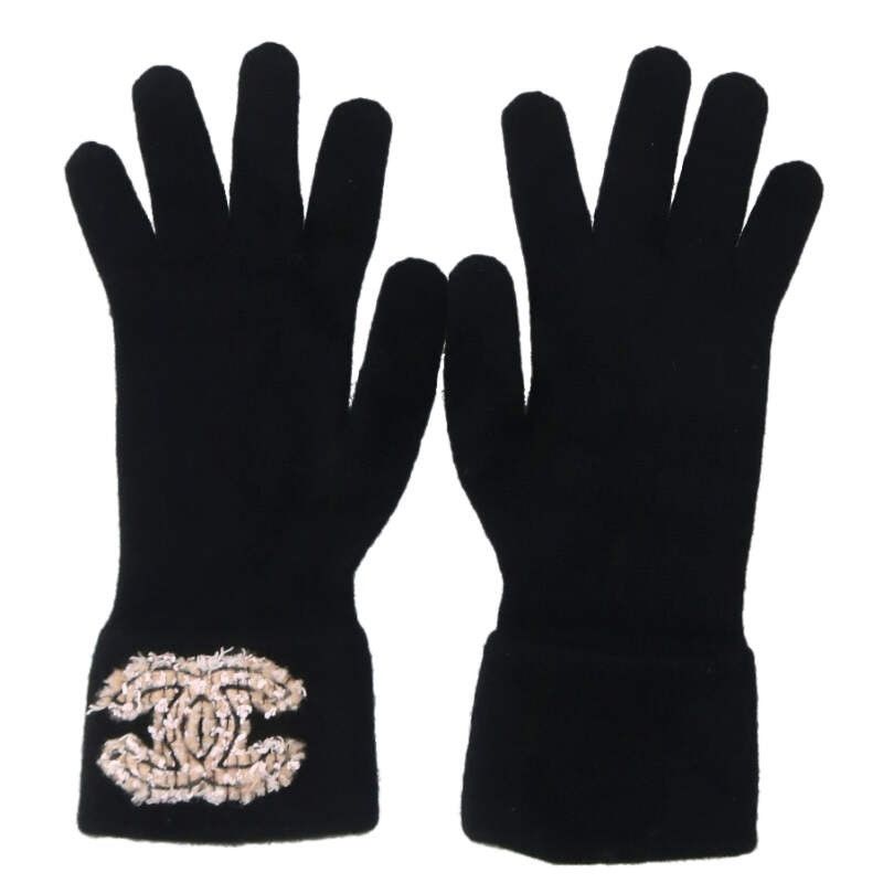 Chanel Tweed Coco Mark Design Cashmere Gloves For Men