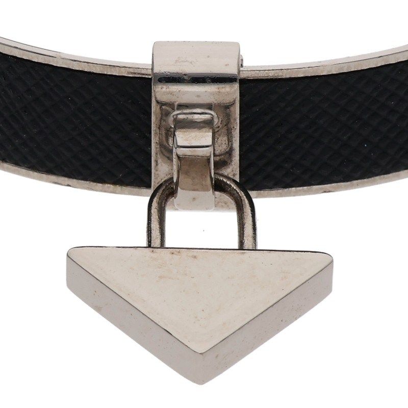 Prada Triangle Logo Metal Leather Bracelet Men's