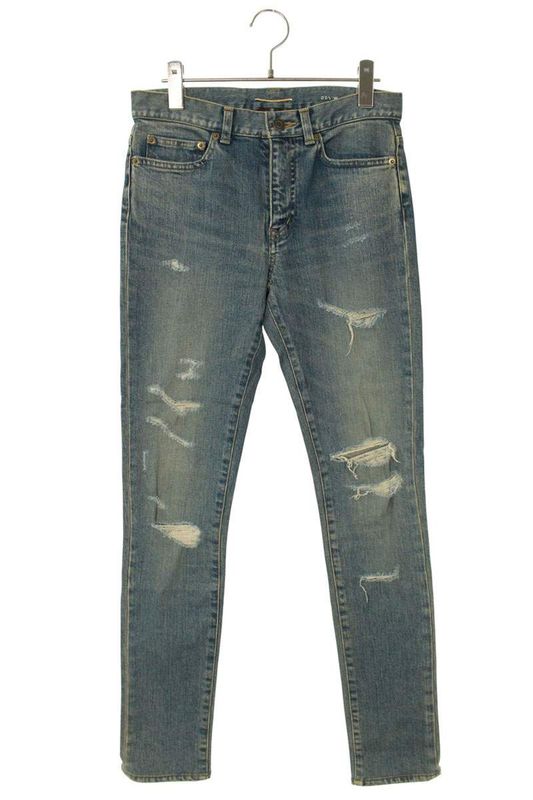 Saint Laurent Paris 396697 Y419i Crushed Denim Pants Women's 28
