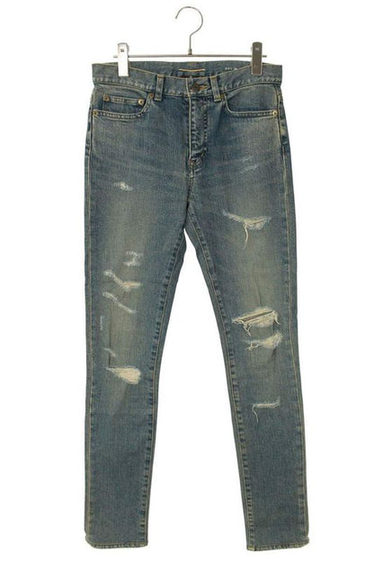 Saint Laurent Paris 396697 Y419i Crushed Denim Pants Women's 28