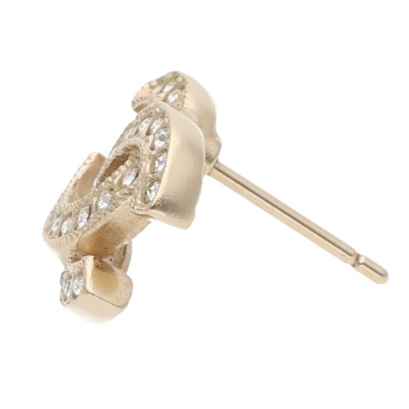 Chanel F25V Coco Mark Rhinestone Earrings Ladies
