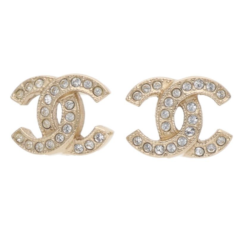 Chanel F25V Coco Mark Rhinestone Earrings Ladies