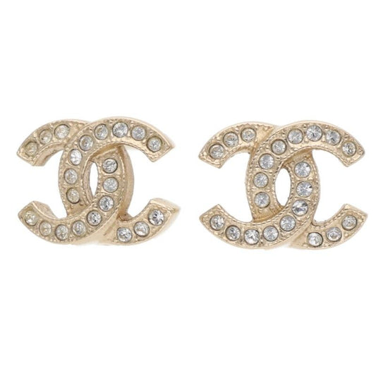 Chanel F25V Coco Mark Rhinestone Earrings Ladies