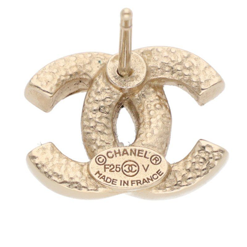 Chanel F25V Coco Mark Rhinestone Earrings Ladies