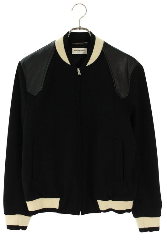 Saint Laurent Paris 583970 Y180w Shoulder Leather Cutout Zip Up Teddy Blouson