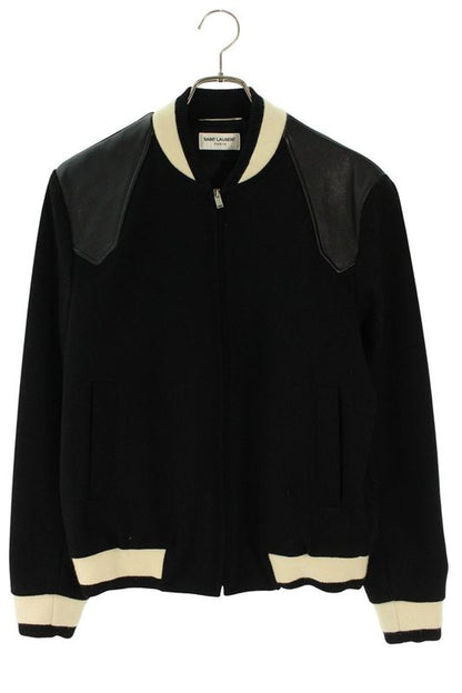 Saint Laurent Paris 583970 Y180w Shoulder Leather Cutout Zip Up Teddy Blouson