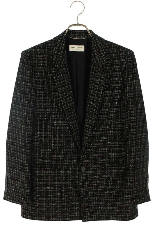 Saint Laurent Paris 644409 Y1c81 Tweed Check 1B Tailored Jacket Men's 42