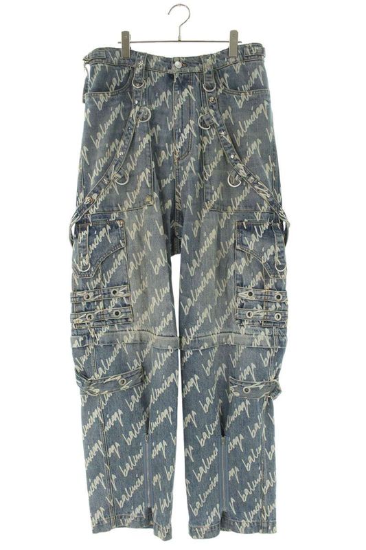 Balenciaga 681693 Tbp47 Raver Studded Embellished Baggy Raver Denim Pants Men 29