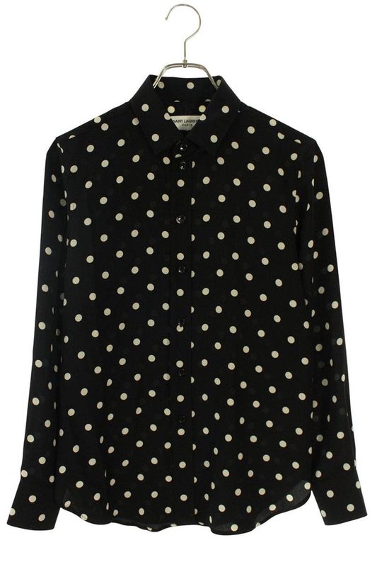 Saint Laurent Paris 395733 Y337j Silk Dot Long Sleeve Shirt Women 36