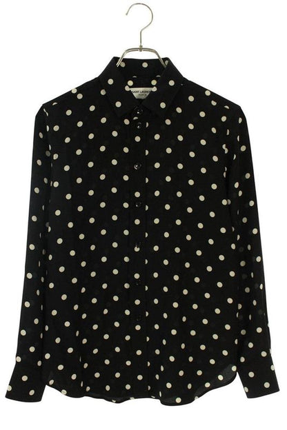Saint Laurent Paris 395733 Y337j Silk Dot Long Sleeve Shirt Women 36