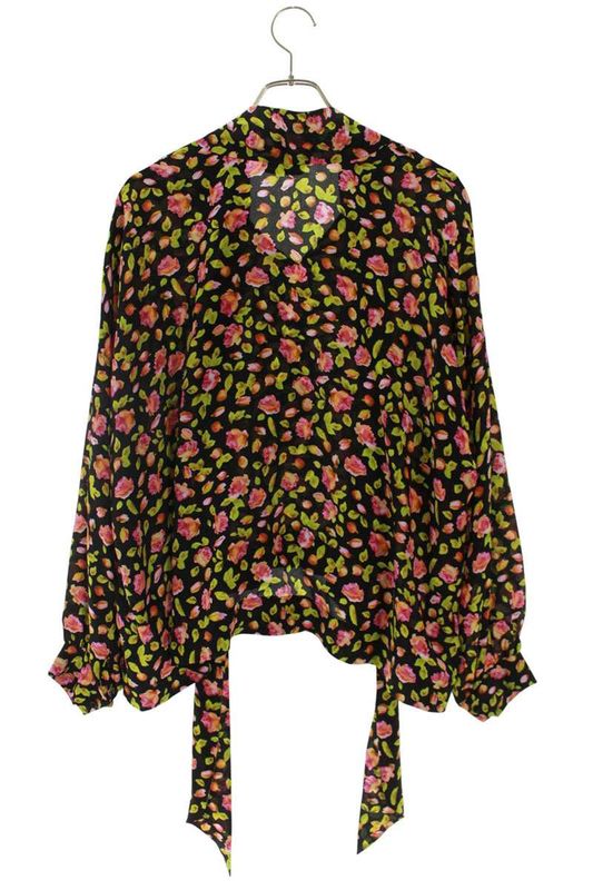Balenciaga 482308 Tfl75 Floral Print Scarf Collar Pullover Long Sleeve Shirt