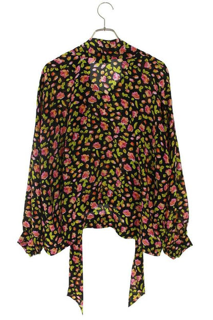 Balenciaga 482308 Tfl75 Floral Print Scarf Collar Pullover Long Sleeve Shirt