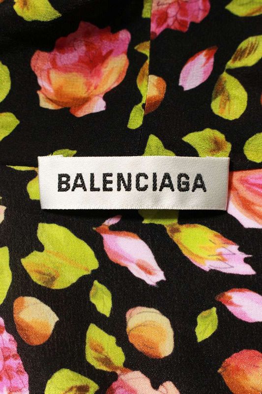 Balenciaga 482308 Tfl75 Floral Print Scarf Collar Pullover Long Sleeve Shirt
