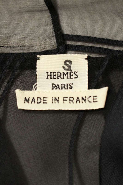 Hermes Cotton Silk Sleeveless Checked Sleeveless Shirt Women's 42