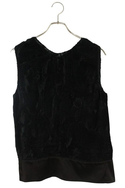 Chanel P43663v28591 Coco Mark Button Pleated Sleeveless Shirt Women's 42