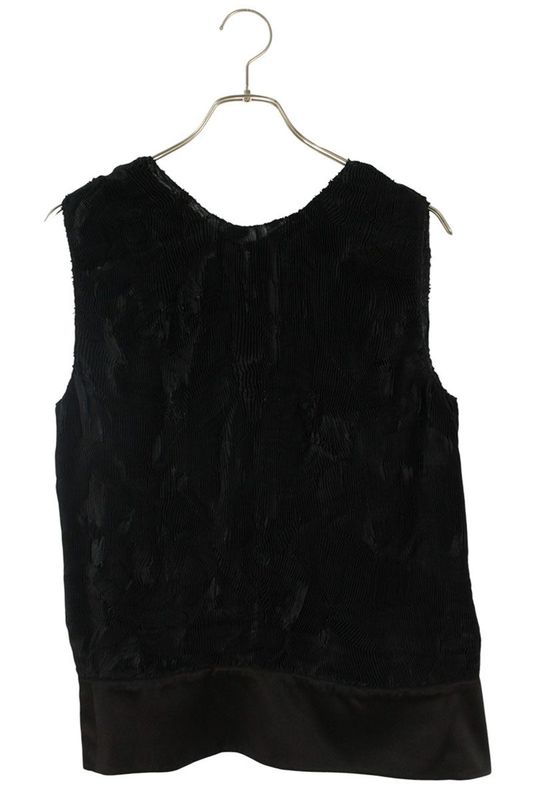 Chanel P43663v28591 Coco Mark Button Pleated Sleeveless Shirt Women's 42