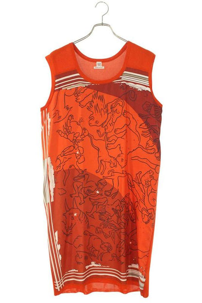 Hermes Twill Raine Constellation Pattern Sleeveless Dress Women's 42