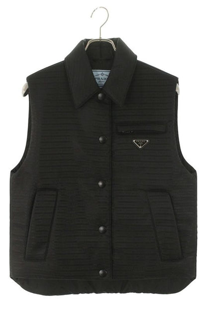 Prada 291998 Monogram Triangle Logo Plate Nylon Vest Women 36