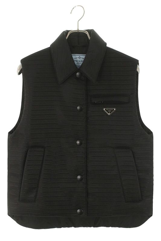 Prada 291998 Monogram Triangle Logo Plate Nylon Vest Women 36