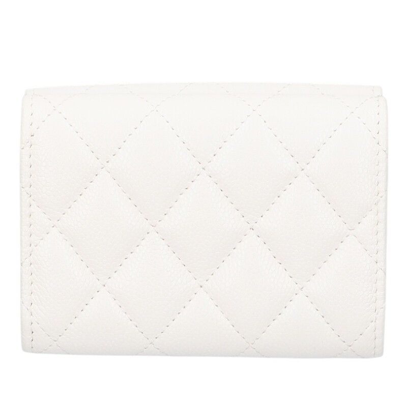 Chanel Caviar Skin Coco Mark Trifold Wallet For Women