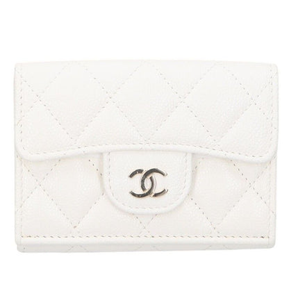 Chanel Caviar Skin Coco Mark Trifold Wallet For Women
