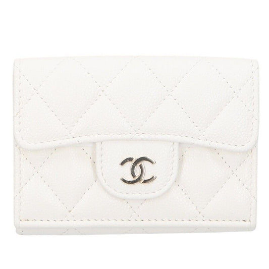 Chanel Caviar Skin Coco Mark Trifold Wallet For Women