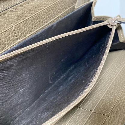 Gucci Long Wallet Jumbo GG 739484 Grey Beige Round Zipper Leather