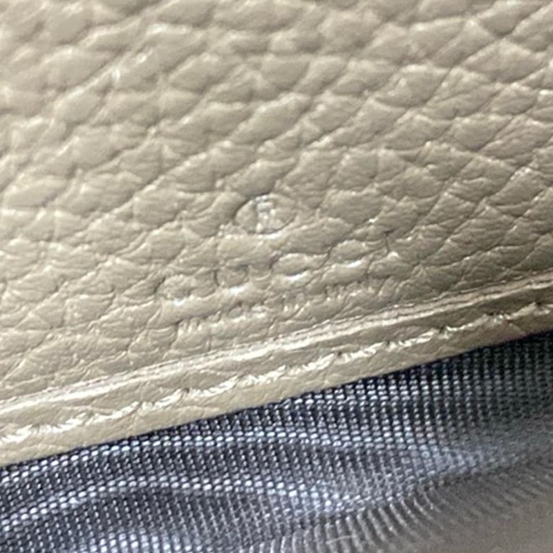 Gucci Long Wallet Jumbo GG 739484 Grey Beige Round Zipper Leather