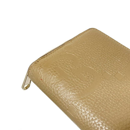 Gucci Long Wallet Jumbo GG 739484 Grey Beige Round Zipper Leather