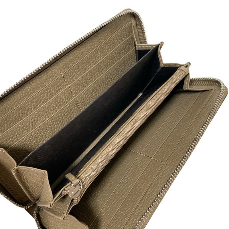 Gucci Long Wallet Jumbo GG 739484 Grey Beige Round Zipper Leather