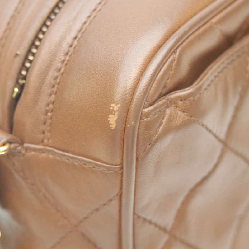 Chanel No 3 Lamb Ghardware Brown Matrasse Logo Zipper Chain Shoulder Bag