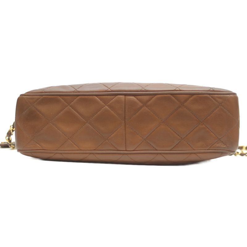 Chanel No 3 Lamb Ghardware Brown Matrasse Logo Zipper Chain Shoulder Bag